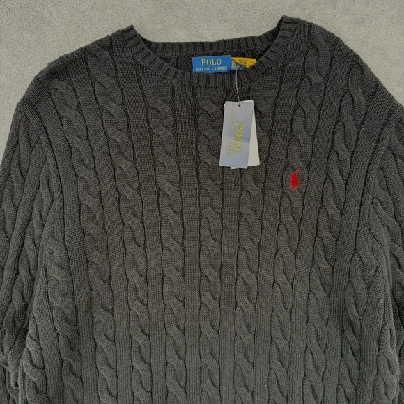 Polo Ralph Lauren Men's Big & Tall Cable-Knit Cotton Sweater Black Size XXL - Picture 4 of 12